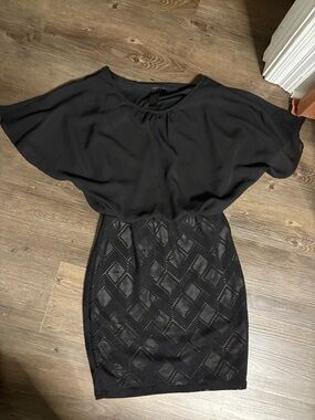 Elegant Black Overlay Dress